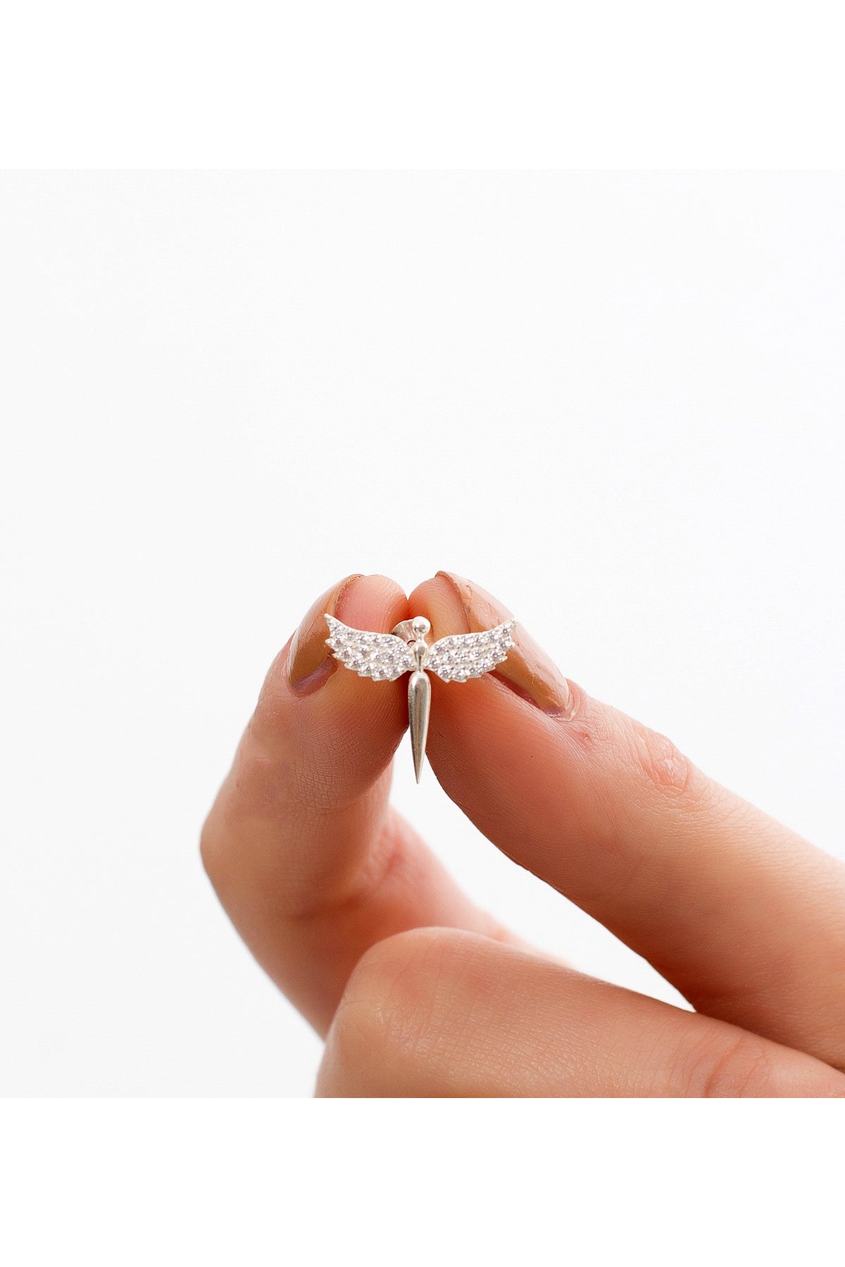 925 Ayar Gümüş Zirkon Taşlı Mikail Kılıçı Çivi Küpe - 2