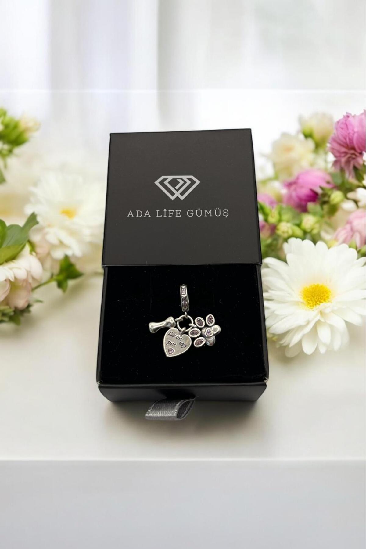 925 Ayar Gümüş 'love My Pet' Yazılı Charm - 2
