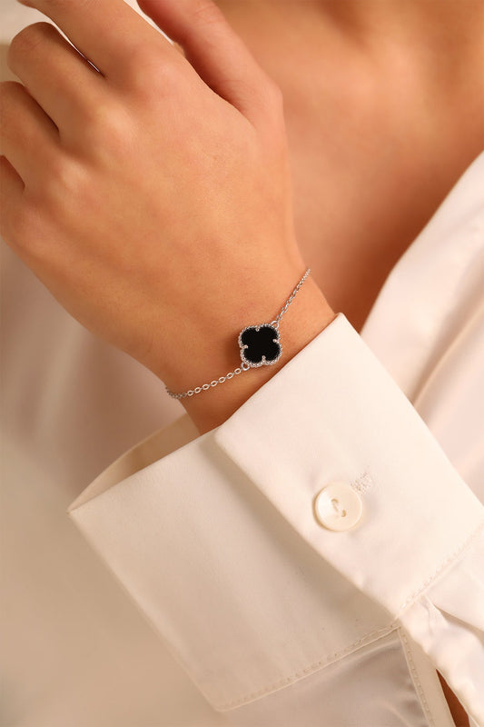 925 Ayar Gümüş Tek sıra Yonca Bileklik (ÖZEL KUTULU) - 2