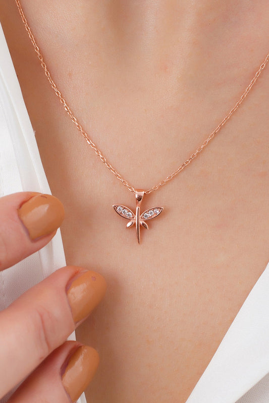 925 Ayar Kadın Yusufçuk Gümüş Kolye (ÖZEL KUTULU) - 4