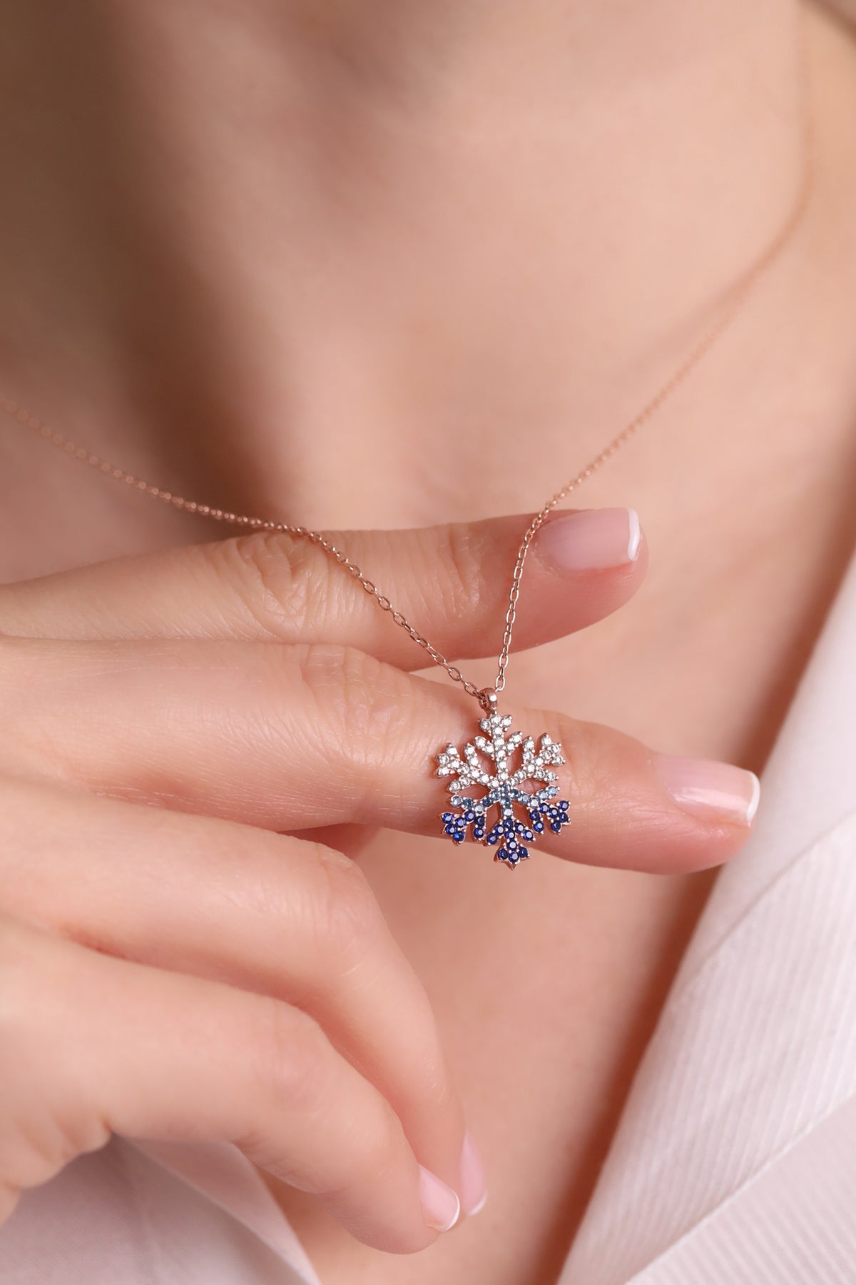 925 Ayar Kar Tanesi Renkli Taşlı Gümüş Kolye (IŞIKLI KUTU) - 4