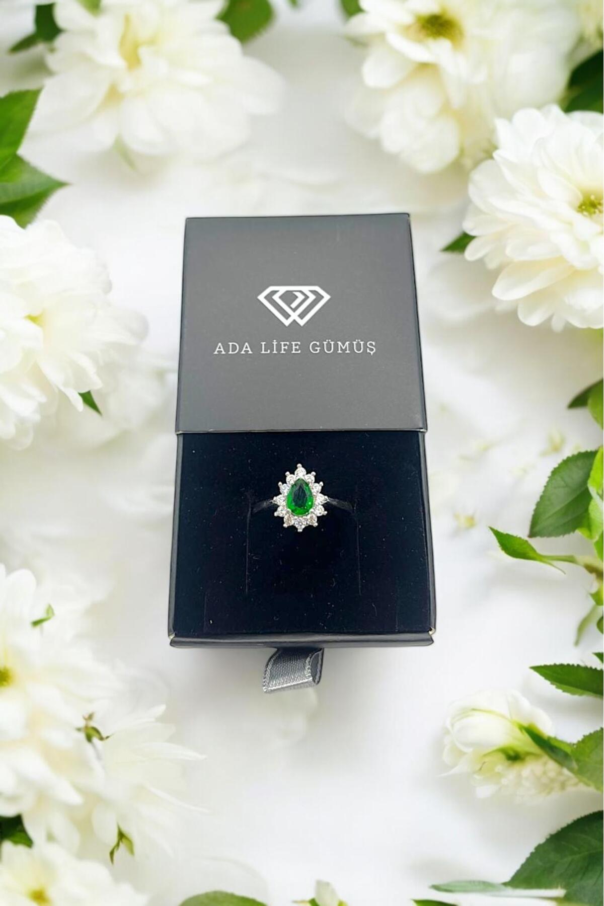 925 Ayar Gümüş Damla Ayarlanabilir Kadın Yüzük (ÖZEL KUTULU)