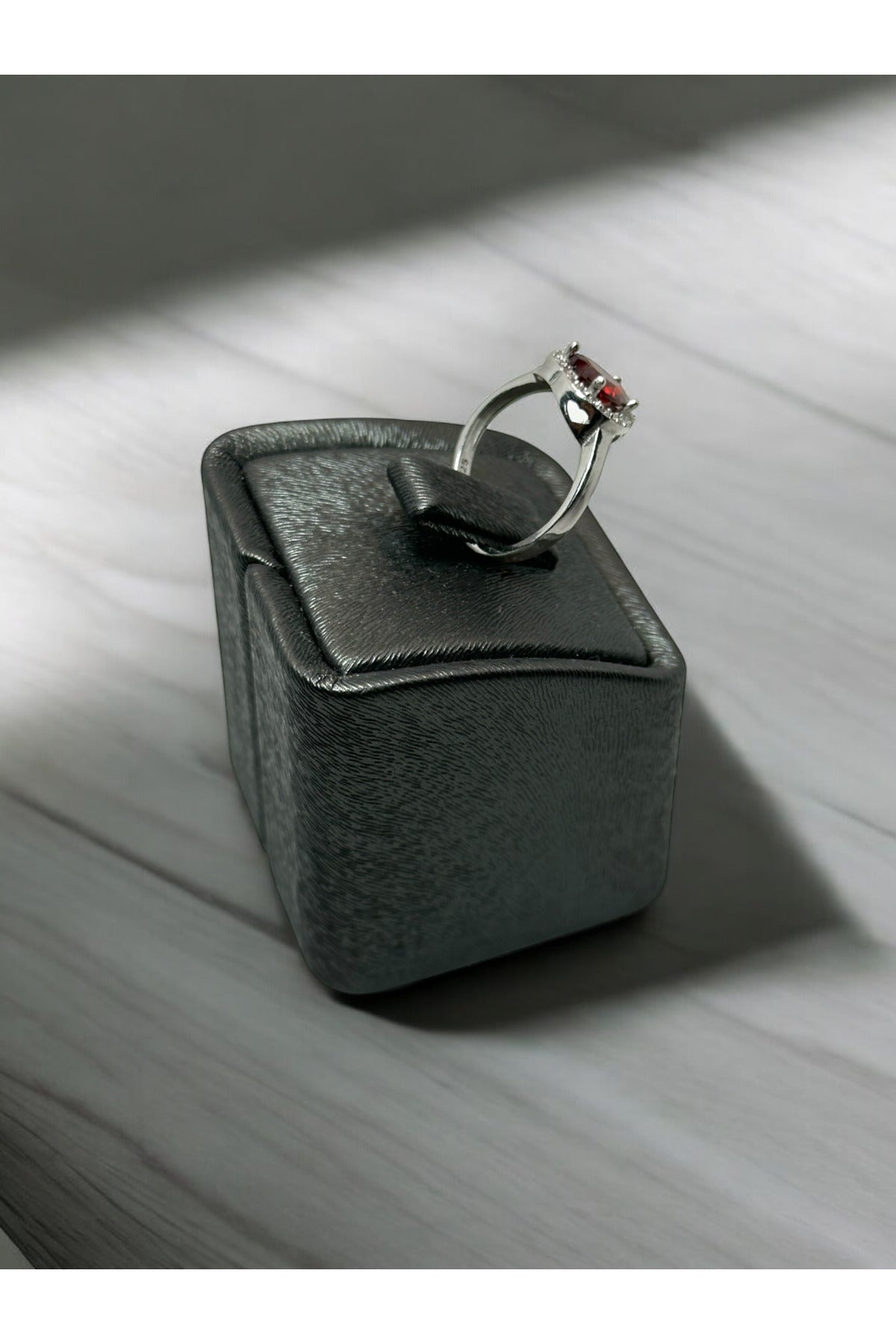 (IŞIKLI KUTULU)925 Ayar Gümüş Pırlanta Kalp Model Kadın Yüzük - 3