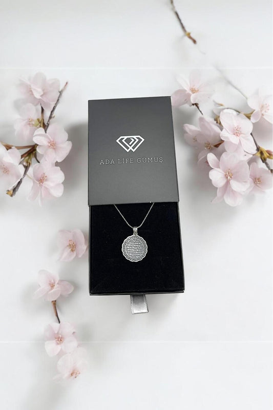 925 Ayar Gümüş Ayete'l Kürsi Gümüş Kolye - 4