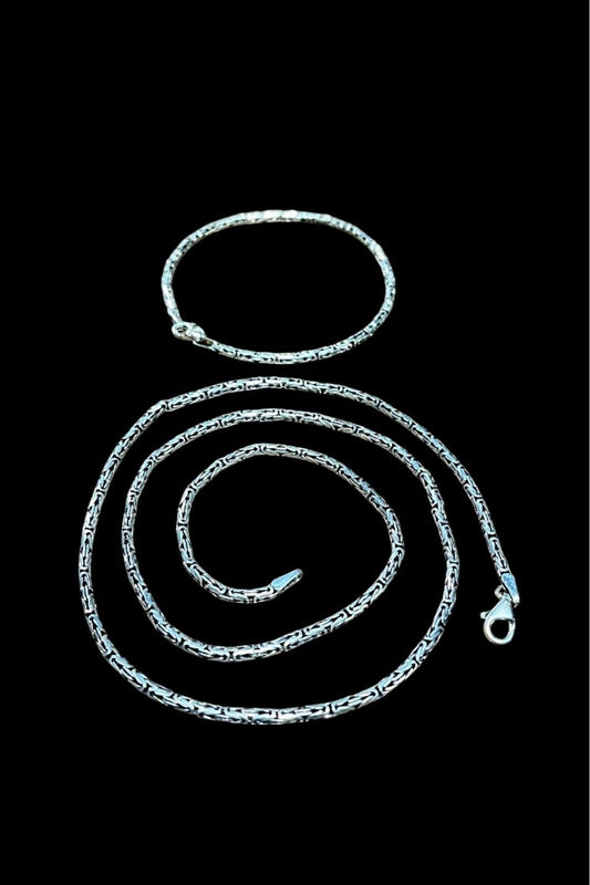 925 Ayar Gümüş 2 Li Set 2,5 Mm Kral Zincir Erkek Kolye Bileklik (ÖZEL KUTULU)