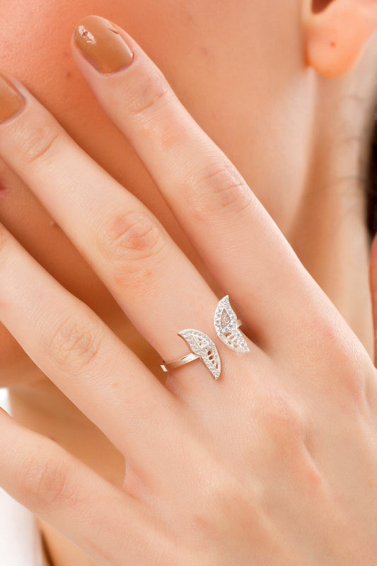 925 Ayar Gümüş Zirkon Taşlı Kelebek Model Yüzük(ÖZEL KUTULU)