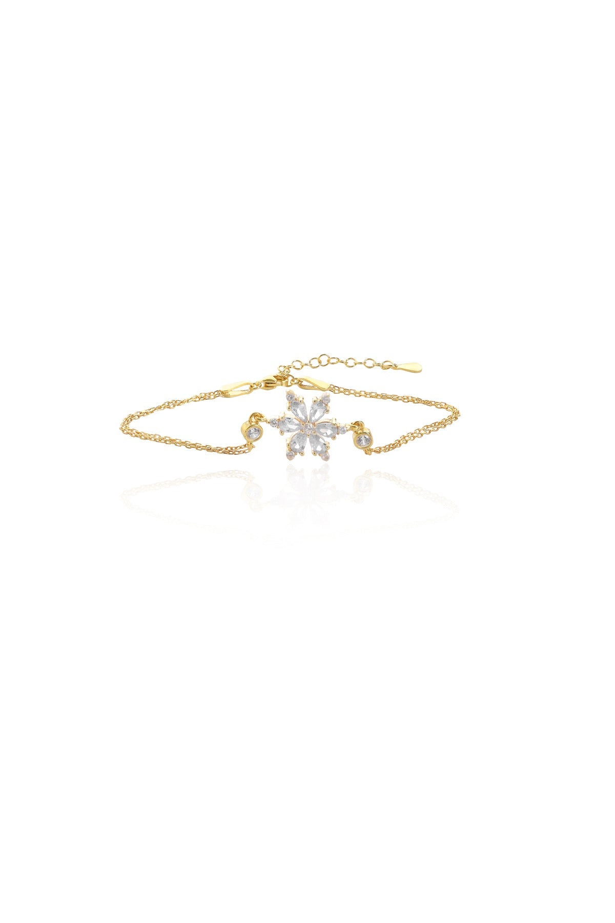 (PREMİUM IŞIKLI KUTULU) 925 Ayar Gümüş beyaz taşlı Lotus Çiçeği Kadın Bileklik - 2