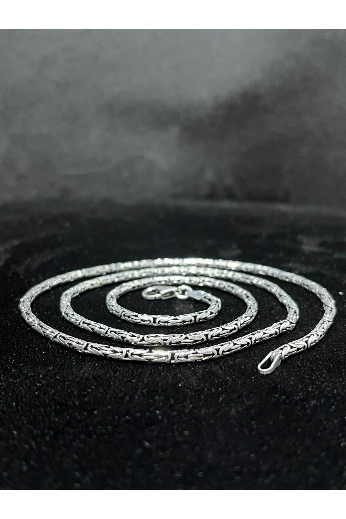 925 Ayar Gümüş 2,5 Mm Erkek Kral Zinciri Kolye (ÖZEL KUTULU)