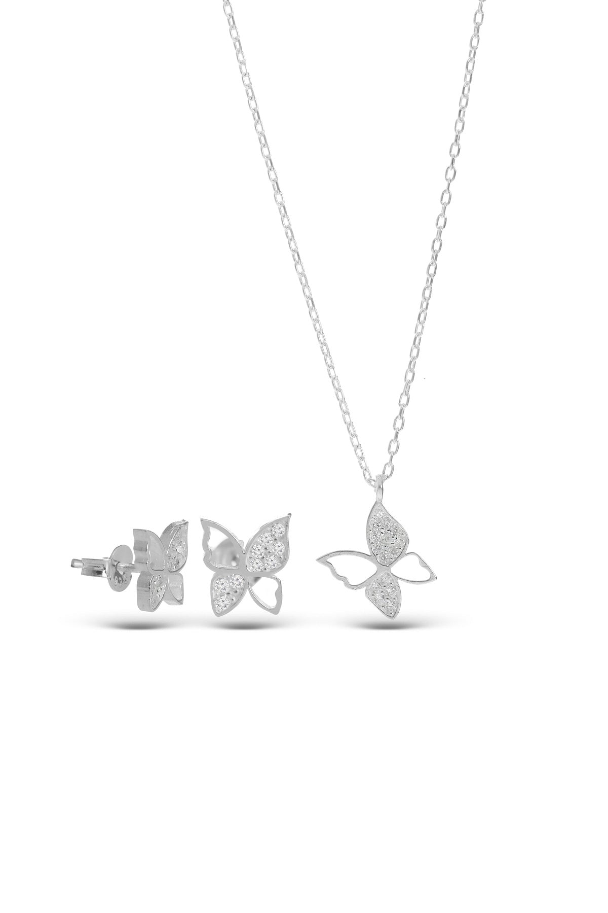 925 Ayar Gümüş Minimal Kelebek 2 li Set