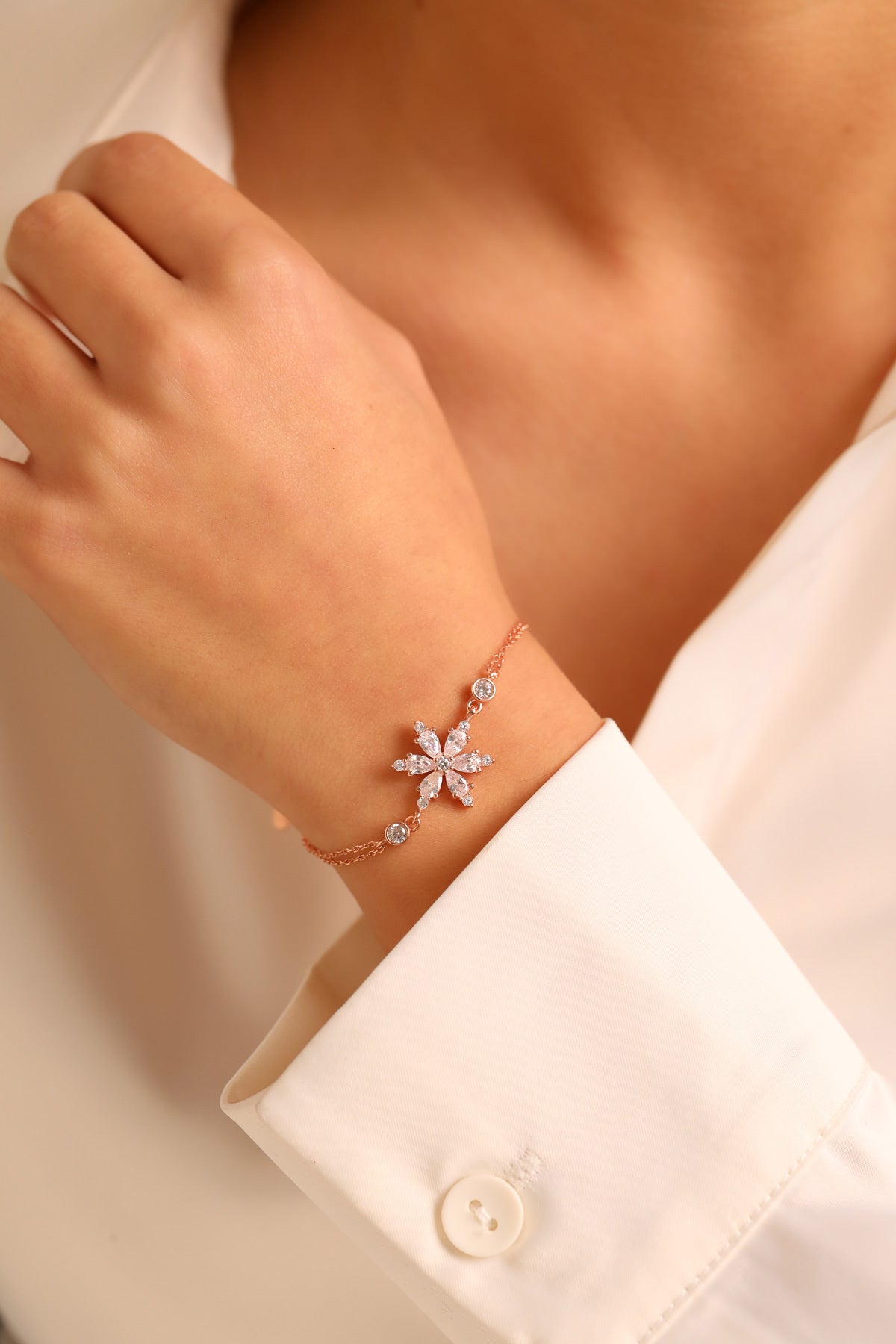 (ÇANTALI KUTULU) 925 Ayar Gümüş Lotus Çiçeği Kadın Bileklik - 3