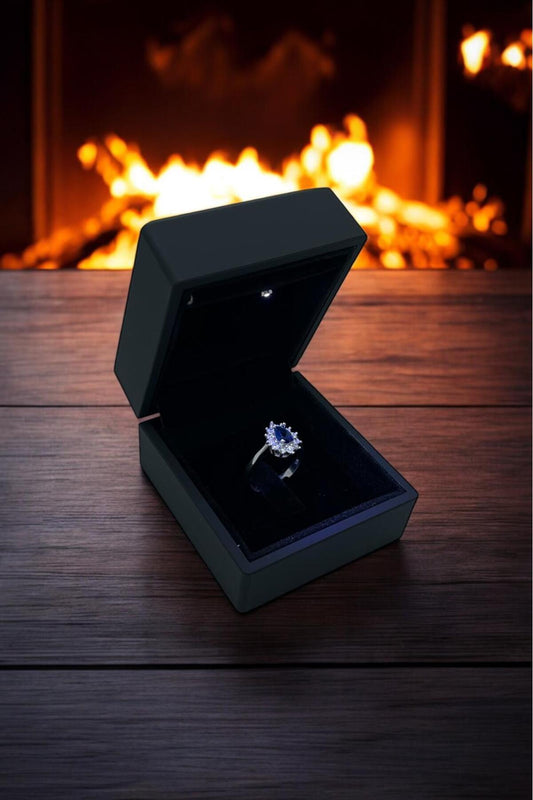 925 Ayar Gümüş Damla Ayarlanabilir Kadın Yüzük  (IŞIKLI KUTU)