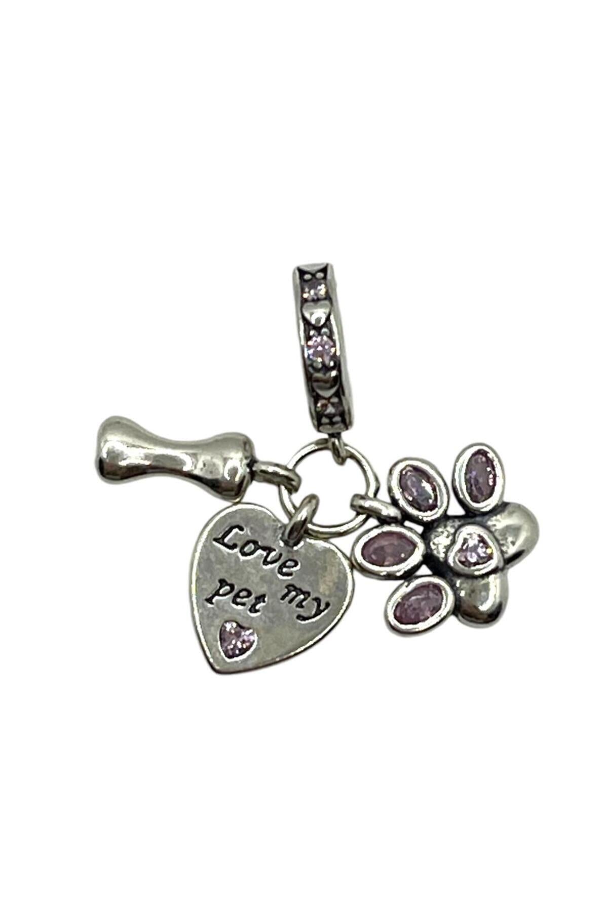 925 Ayar Gümüş 'love My Pet' Yazılı Charm
