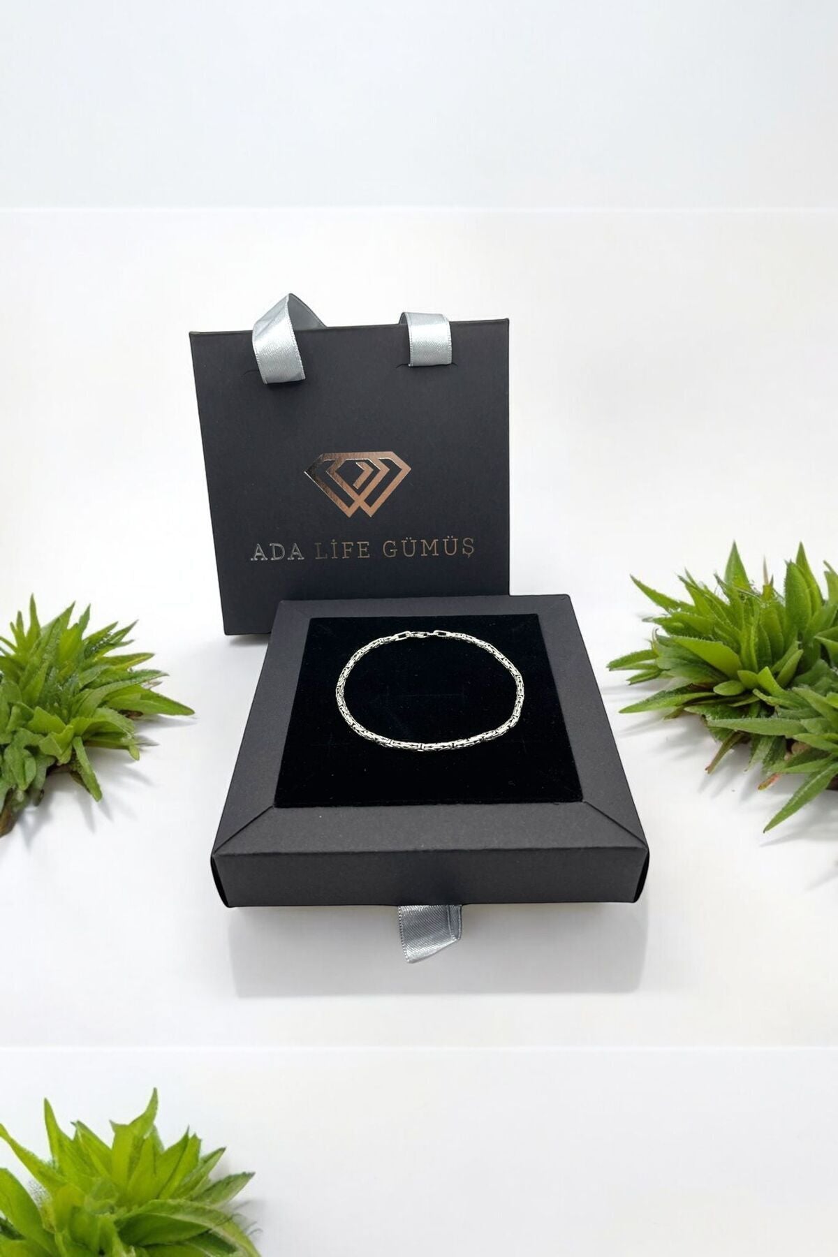 925 Ayar Gümüş 2,5 Mm Kral Zinciri Erkek Bileklik (ÖZEL KUTULU) - 2